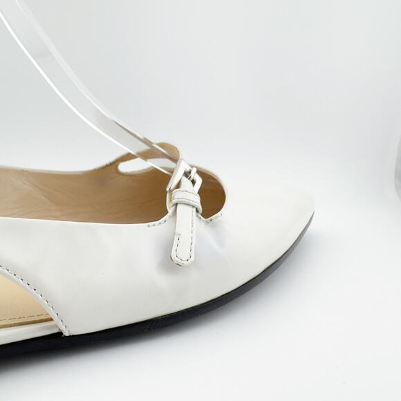 Prada White Leather Mary Jane Slingback Flats Pointed Toe Size 37.5 - Picture 8 of 16